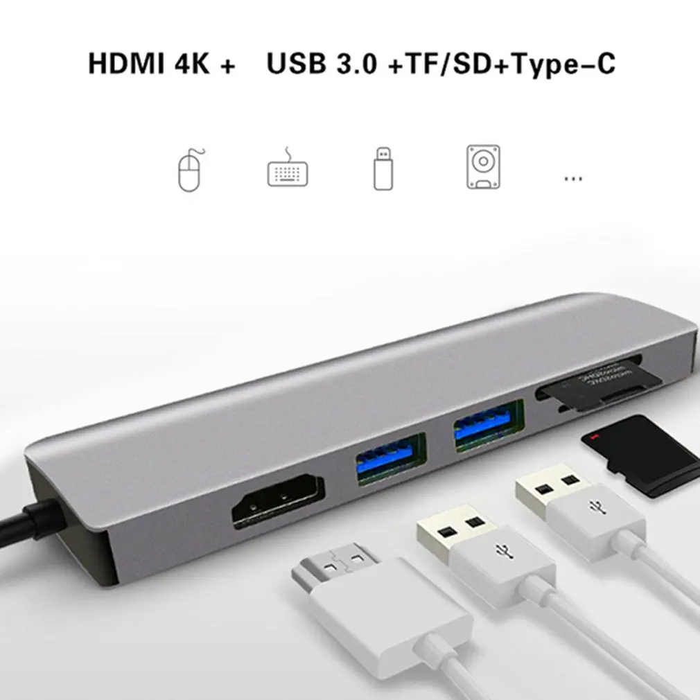 С 2 USB 3,0 usb-хаб USB 3,0 Многофункциональный кард-ридер тип-c до USB3.0+ USB2.0+ TF type C PD адаптер зарядный USB-C концентратор