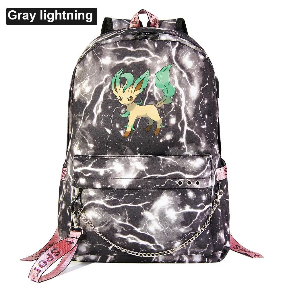 Leafeon Phyllali Folipurba USB Рюкзак Школьные сумки черный розовый Mochila дорожные сумки рюкзак на цепочке для ноутбука наушники USB порт - Цвет: Style 17