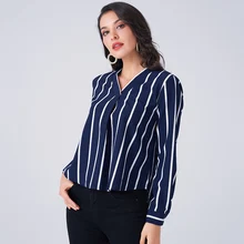

Spring Summer New Women's Shirt 2022 Blue Fashion Striped Chiffon Loose and Thin Front Short Back Long Full Sleeve Shirts Tops