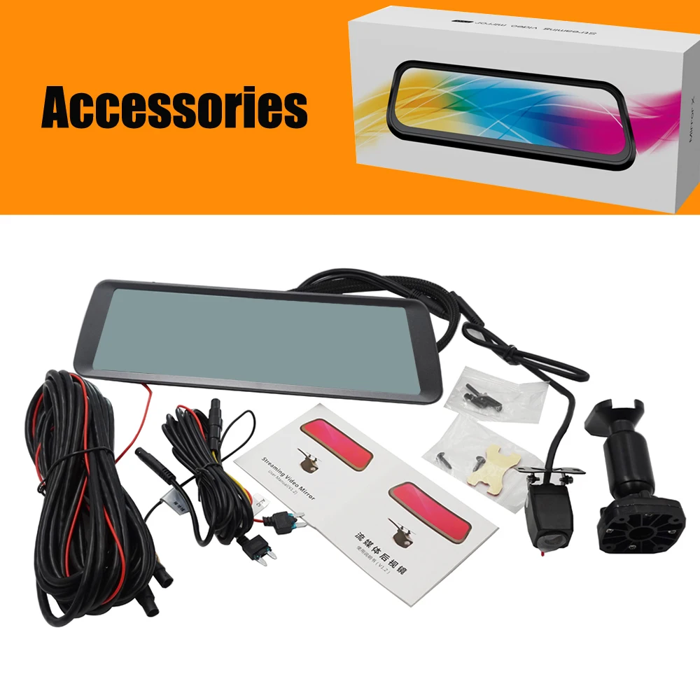 Carsanbo 9.88 Inch Car Rearview Mirror DVR Dual Cameras Gesture Control Touch Screen Car Parking Monitor With Car Rear Camera