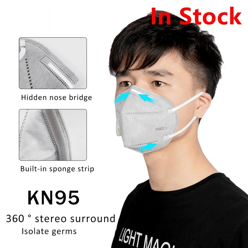 

High Quality KN95 Prevent Anti Virus Dust Formaldehyde Bad Smell Bacteria Proof Face Mouth Mask Safe Breathable fast shipping