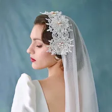 Винтажная белая Фата невесты короткая свадебная вуаль
