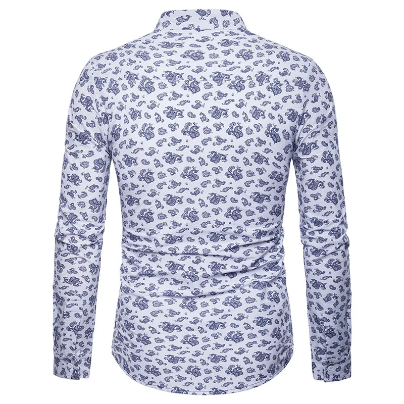 Men s shirts men s casual shirts men s printed shirts Henry collar shirts long sleeve 2