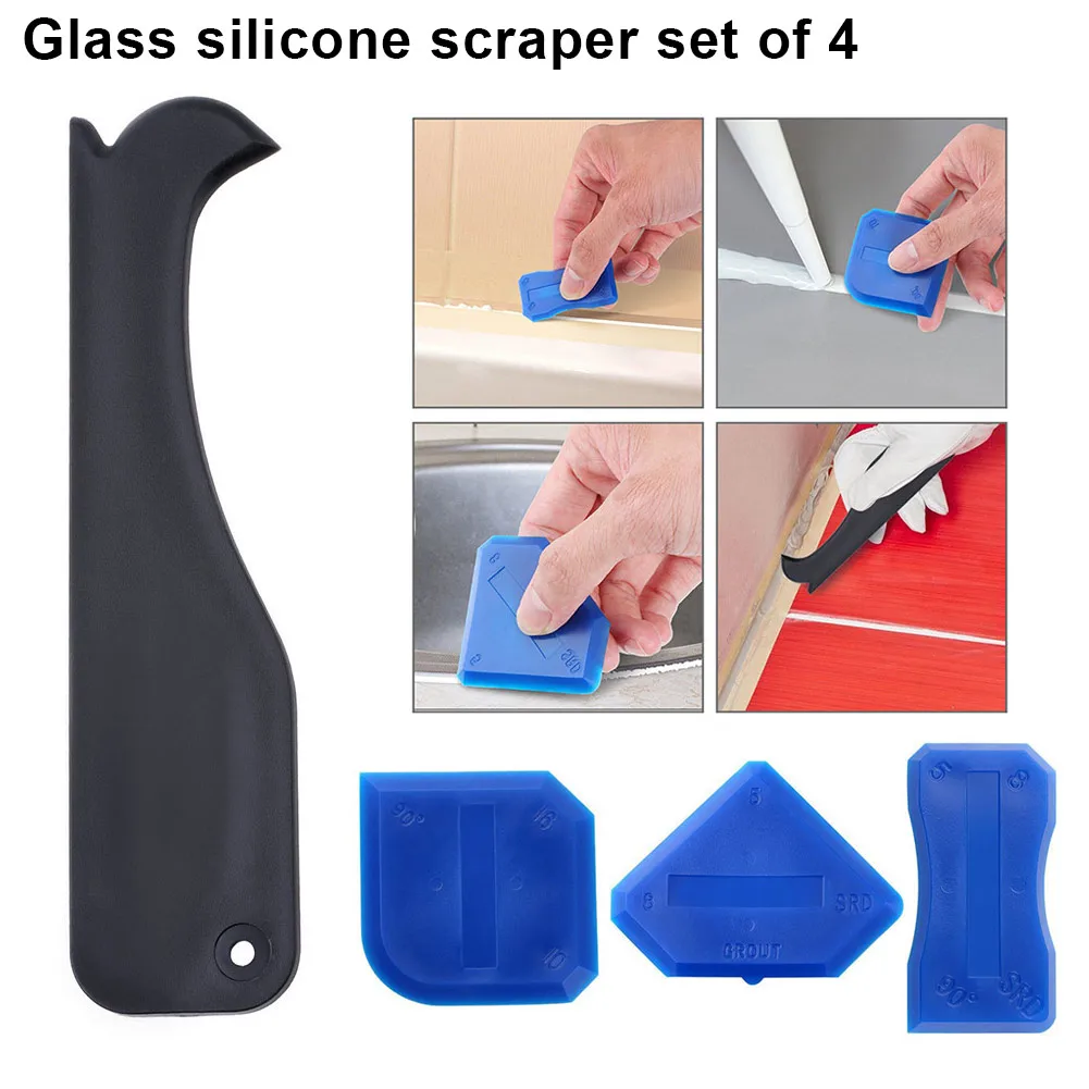  4pcs Set Sealant Spatula Caulking Tool Kit Scraper Joint Silicone Grout Remover @LS