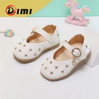 

DIMI 2020 Autumn Genuine Leather Baby Girl Shoes Fashion Rivet Princess Leather Shoes Soft Non-slip Breathable Infant Shoes
