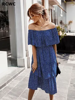 

RCWC brand women's dress 2020 summer autumn new products cake group high waist printed polka dot dress woman dress fashion brand