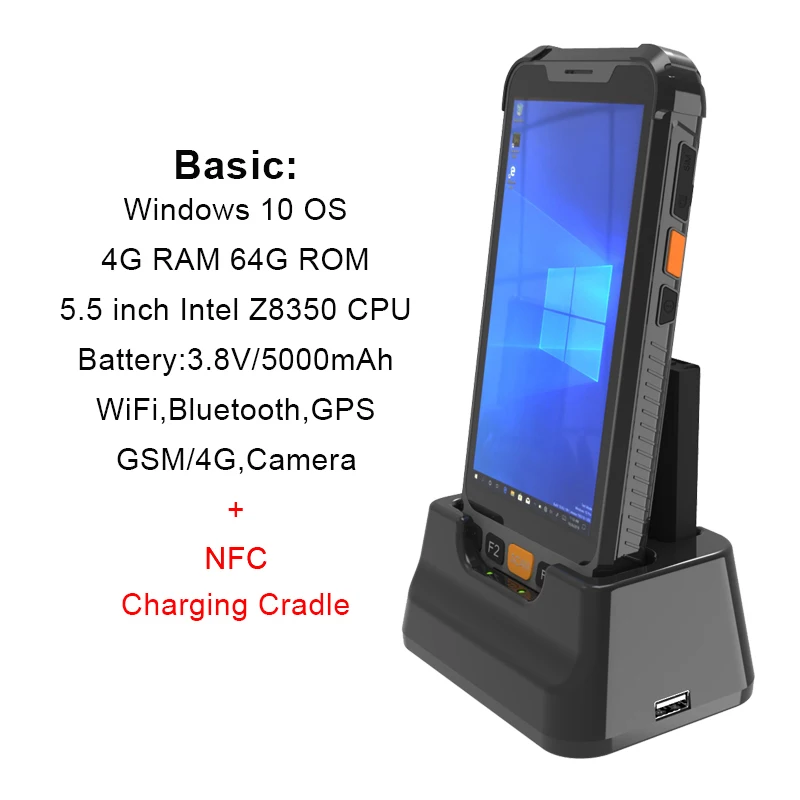 laser scanner 5.5 Inch Windows Rugged PDA With NFC Tags Reading  4G LTE UHF Reader 2D Scanner Charging Dock computer scanner Scanners