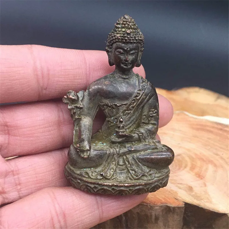 Ancient pure bronze Buddha statue Pharmacist ornament Sansheng antique vessel old Baopu Guanyin Bo | Дом и сад
