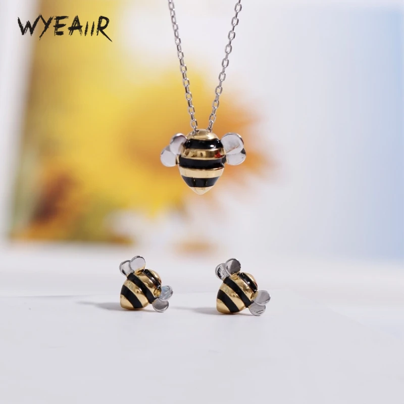 WYEAIIR-Cadena de clavícula de Plata de Ley 925 para mujer, collar con diseño de abeja, dulce y creativo, con personalidad literaria versátil