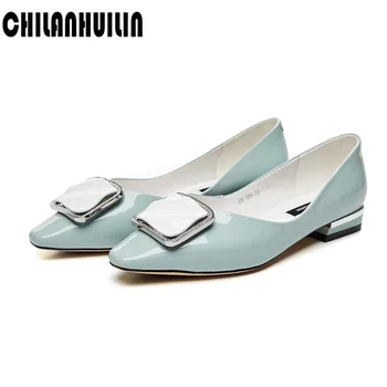 

new fashion low heels women heeled shoes metal design elegant genuine leather women's pumps office ladies brand shoes thick heel