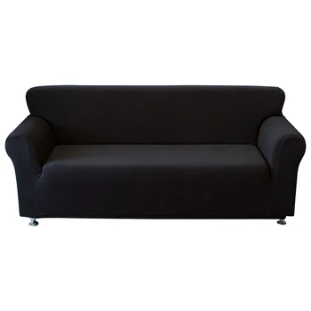 

Polyester Stretchable Sofa Cover Washable Covering Protector for 3 Seater Sofa--Black for home