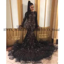 Г., блестящие африканские платья для выпускного вечера, черное платье с длинными рукавами для девочек, платье русалки с блестками, кружевное длинное вечернее платье для выпускного вечера, 2K20, Vestido de festa