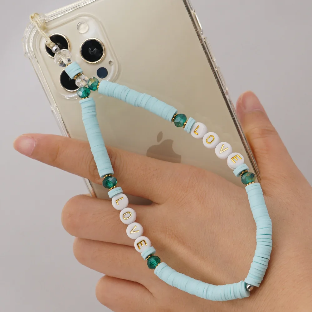 Heart Phone Charm, Women Fashion Acrylic Bead Cute Charms Mobile Phone  Lanyard Strap with Anti Lost Phone Chain