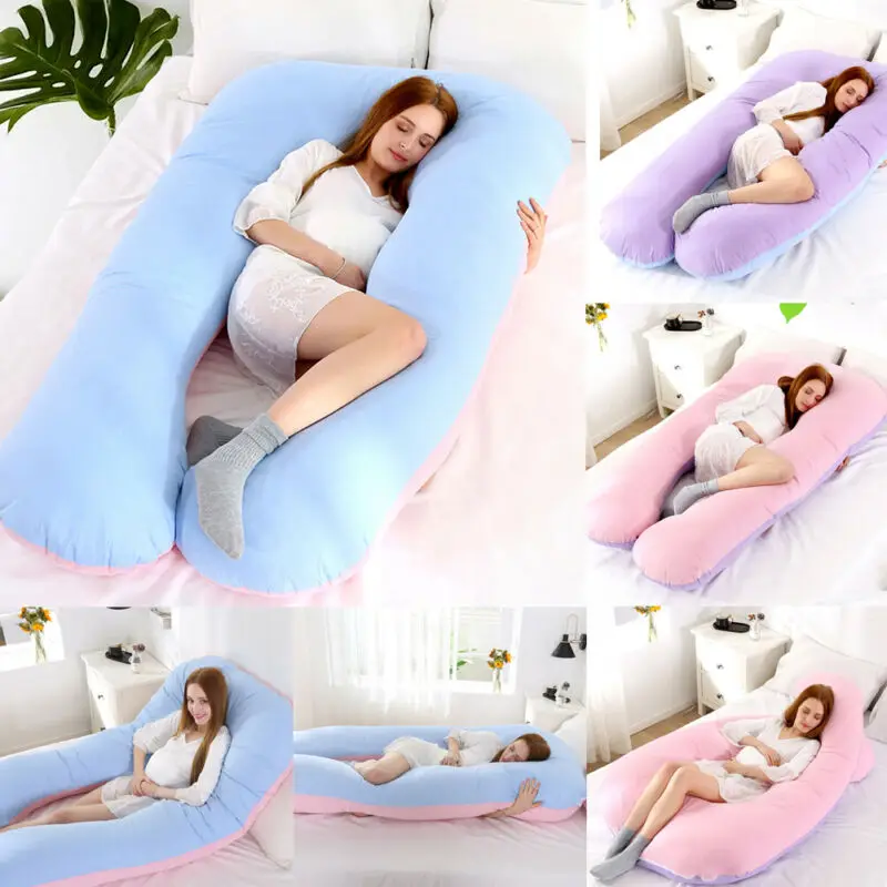 Подушка для сна для беременных женщин, хлопковые однотонные u-образные подушки для беременных