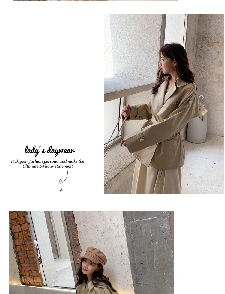 Для фотосессии, Южная Корея, Ulzzang, элегантный Ol короткий рост, талия, обнимает, шнуровка, Кирпичный Красный, отложной воротник, приталенный Тренч, пальто Wo