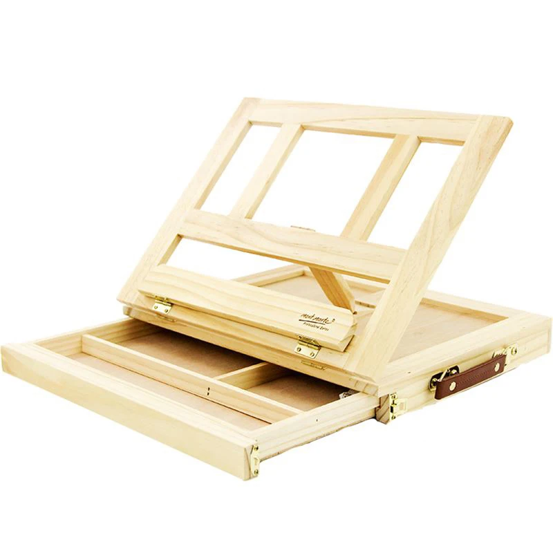 Billige Holz Tisch Staffeleien für Malerei Künstler Kinder Schublade Box Portable Desktop Laptop Zubehör Koffer Farbe Hardware Kunst Liefert