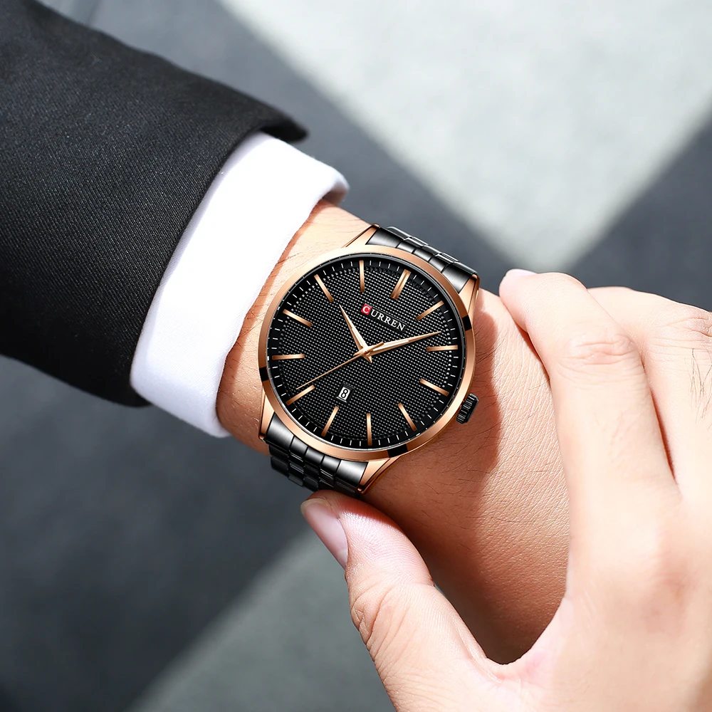 Reloj Авто Дата часы из нержавеющей стали мужские Новые CURREN Брендовые Часы Модные Бизнес наручные часы Подарки Часы мужские повседневные Стиль