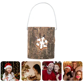 

1 Pc Christmas Hanging Decoration Wooden Candle Holder Wall Hanging Pendant