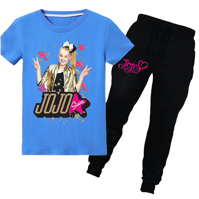 Хлопковый свитер с длинными рукавами и капюшоном JOJO SIWA, туника, брюки, Модный Спортивный Повседневный костюм на весну и осень, От 4 до 15 лет