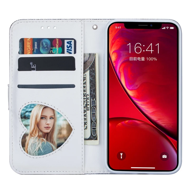 Для IPhone 11 блестящий кожаный чехол-кошелек на молнии противоударный откидной Чехол 6,1 дюймов