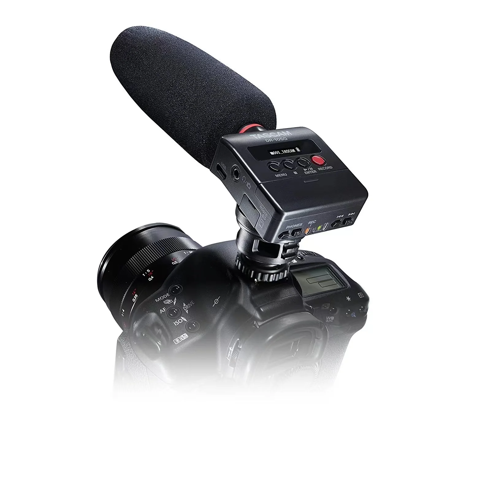 TASCAM ショットガンマイク DR-10SG DR-10SG | Camera-mountable audio recorder with shotgun