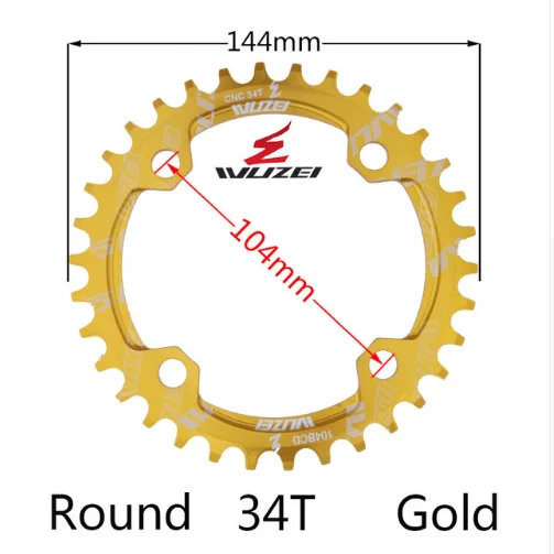 Einzigen geschwindigkeit система Breite kettenblatt 104 BCD RUNDE 32t 34t 36t 38t MTB 11 s 10 s 9 s 1*11 Kurbel Kettenblatt кольцо - Цвет: Round 34T Gold
