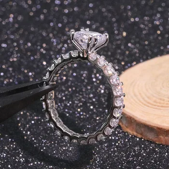 

925 Silver IF 2 Carats Diamond Jewelry Ring for Women Silver 925 Jewelry Bijoux Femme Bizuteria Gemstone Anillos Mujer Ring Box