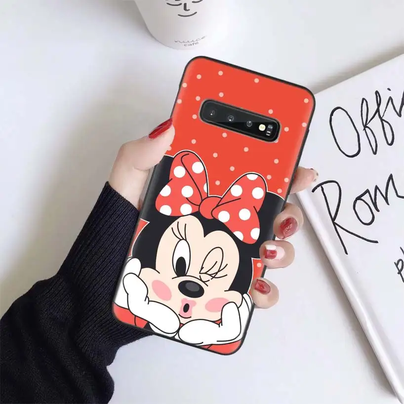 BS144-1 Рождественский чехол с Минни Маус для samsung Galaxy S10+ Plus Lite Note 10 9 8 S9 S8 J4 J6+ Plus S7 S6 черный чехол для телефона - Цвет: BS144-1