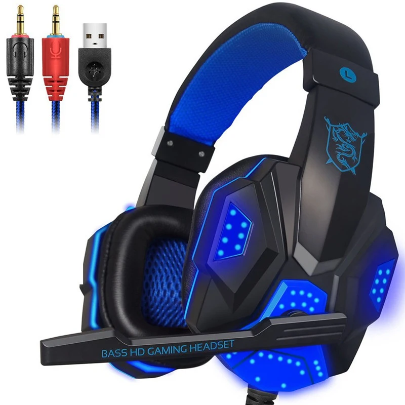 Игровая гарнитура со светодиодами для PS4 ПК X Box One проводная геймерская