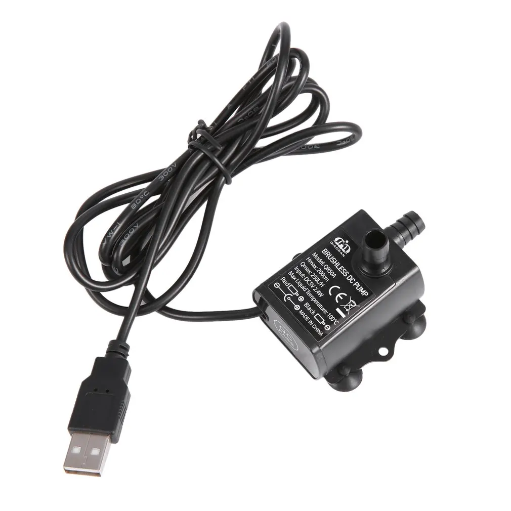 Decdeal Ultra-quiet USB Mini Brushless DC Water Pump DC5V 2.4W 250L/H Lift 2m Submersible Fountain Aquarium Circulating