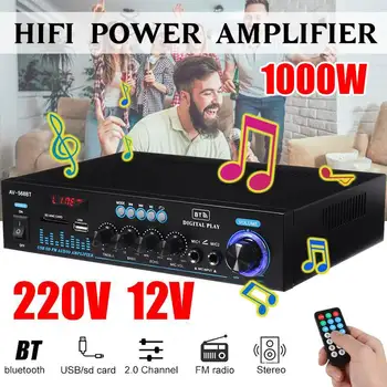 

220V Home Digital Amplifiers Audio Bass Audio Power Bluetooth New Amplifier Hifi FM USB SD LED 1000W for Subwoofer Speakers