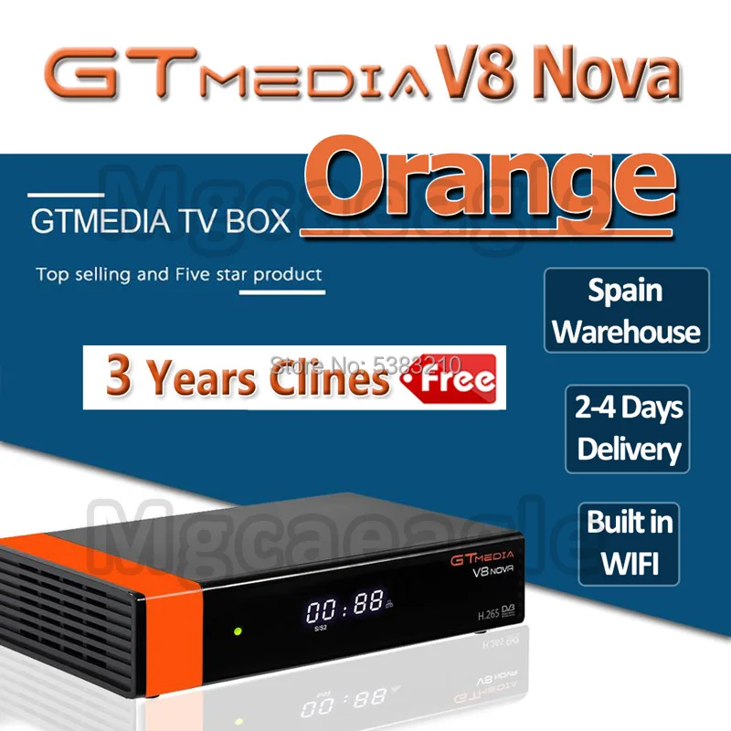 V8 NOVA orange 1080P HD DVB-S2 GTmedia V8 Nova Cccam Cline спутниковый ТВ приемник встроенный wifi power by Freesat V8 супер 3 года Европа Cline - Цвет: V8 NOVA orange