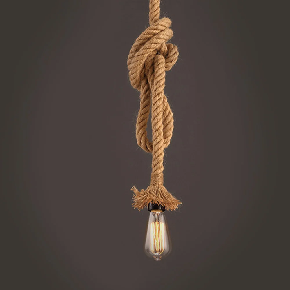 Vintage Hemp Rope Pendant Light Retro Industrial Hanging Lamp Creative Loft Country Style Edison Bulb Home Lamps  Decorations