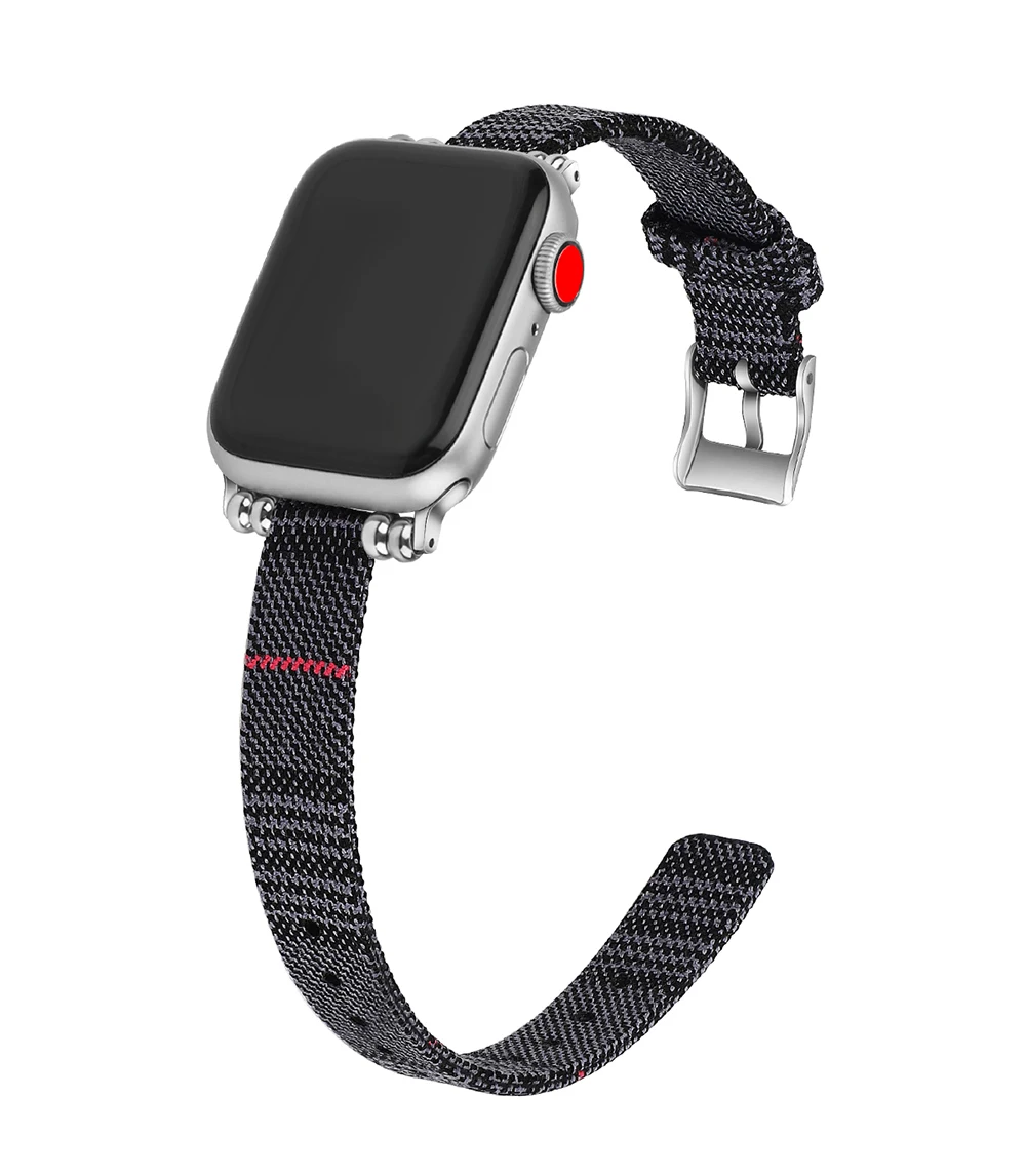 UEBN холст металлическая голова зерна группа для apple watch серии 4 ремешок для iWatch 4 сменный ремешок адаптер 40 мм 44 мм