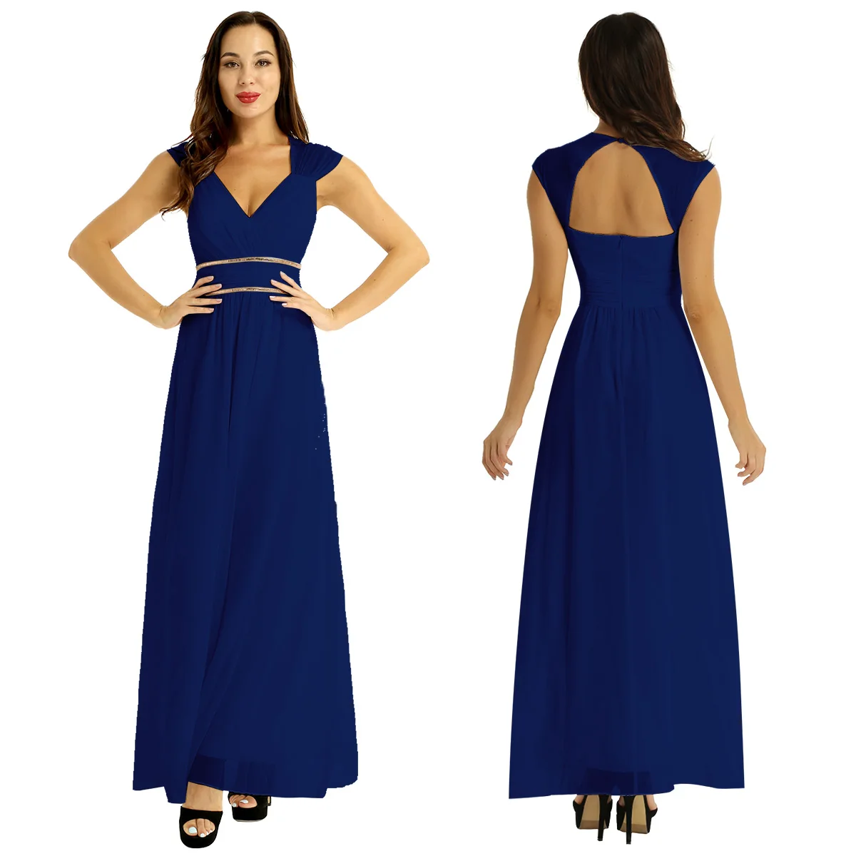 Navy Blue DPOIS, длинные платья для женщин, для девушек, для свадебной вечеринки, для невесты, одежда, элегантная, для взрослых, полная длина, вечернее, Бальное, для взрослых, Одежда для танцев - Цвет: Navy Blue