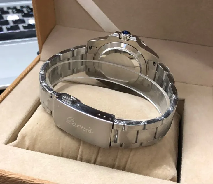  40MM PARNIS 21 jewels Automatic Self-Wind movement Ceramic bezel Sapphire Crystal luminous men's wa