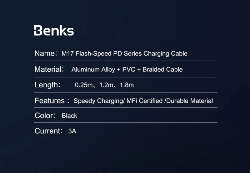 Benks type-C Интерфейс MFi Кабель зарядного устройства PD Быстрая зарядка кабель для передачи данных для iPhone 11 Pro Max X xs xr max iPad pro для MacBook Sync