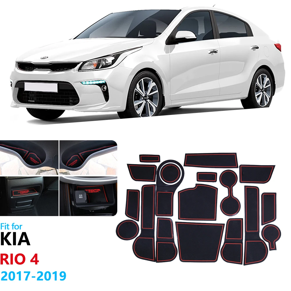 Противоскользящий резиновый подстаканник для KIA RIO 4,,,, коврик для двери, коврик для Rio 4 X-Line, подстилка для чашки, аксессуары RIO4