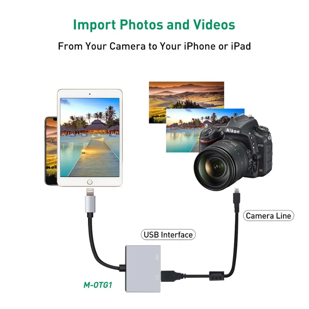 USB OTG адаптер кабель с зарядным интерфейсом конвертер для iSO 9 до 12 iPad Mini Air Pro iPhone X 8 7