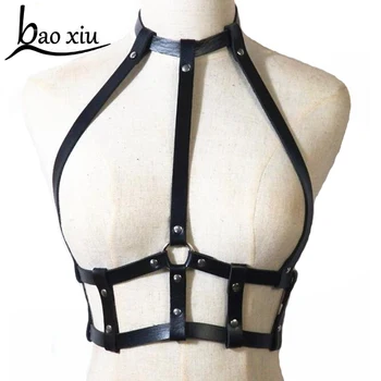 

Women Leather Harness Belt Body Bondage Adjustable Cage Bra Harajuku Gothic Dance Party Club Party Festival Suspenders Straps