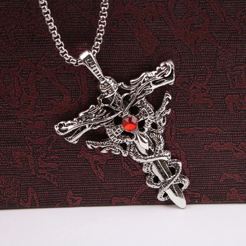 Ouroboros Snake Titanium Steel Pendant Necklace Punk Style Men's Personal Domineering Retro Sweater Chain