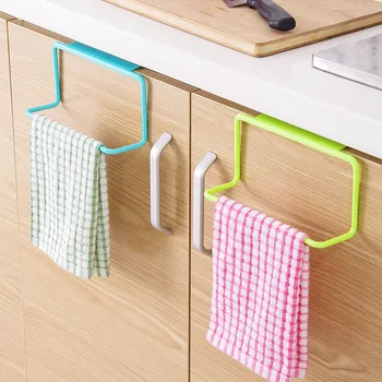 

1Pcs Plastic Hanging Holder Towel Rack Multifunction Cupboard Cabinet Door Back Kitchen Accessories Home Storage Organizer