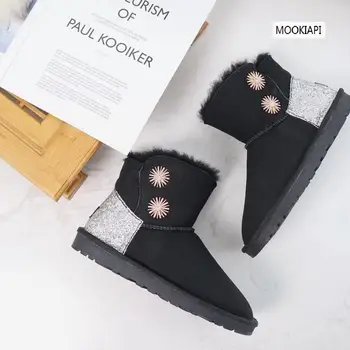 

2019 Australian brand snow boots, real sheepskin, natural wool, women's shoes with the highest quality buckle, free delivery