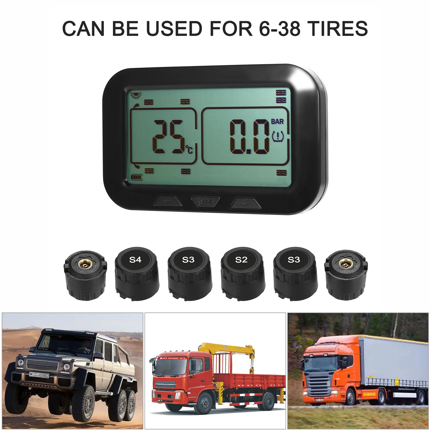TPMS Солнечная энергия Система контроля давления в шинах 6 Anit-TheftSensors 6 шин давление и температура TPMS для RV Прицепа - Цвет: 1