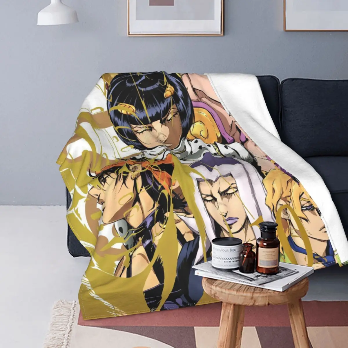 

Jojo's Bizarre Adventure Golden Wind Wool Blanket Anime Jojos No Kimyou Na Bouken Custom Throw Blankets for Home Rug Piece