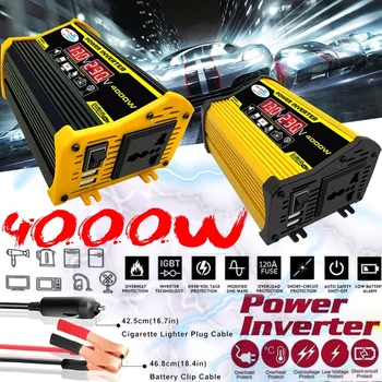 

USB High Quality Converter Peaks Power 4000W Car Solar Power Inverter DC12V To AC110V/220V Vehicle Power Adapter Onduleur