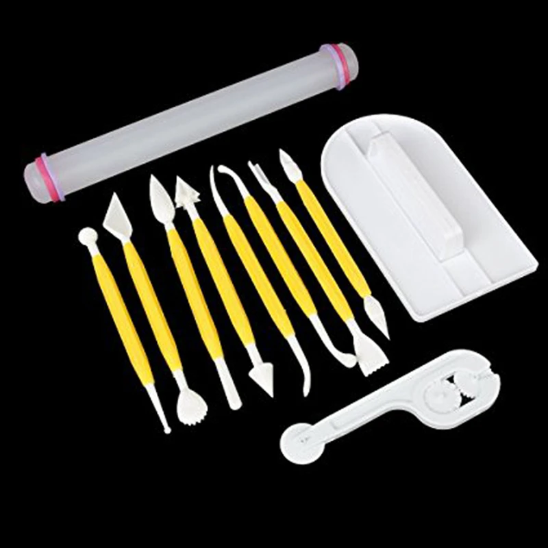4 Sets (11pcs) fondant cake decorating modeling tools/fondant making