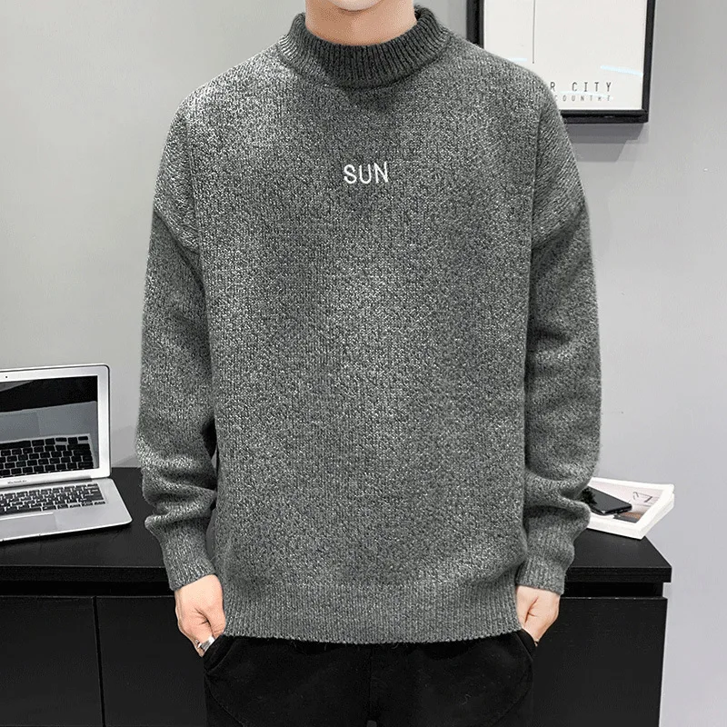 

Men's Korean Version of The Trend of Loose Plus Velvet Thick Sweater 2020 New Autumn and Winter Handsome Long-sleeved Sweater