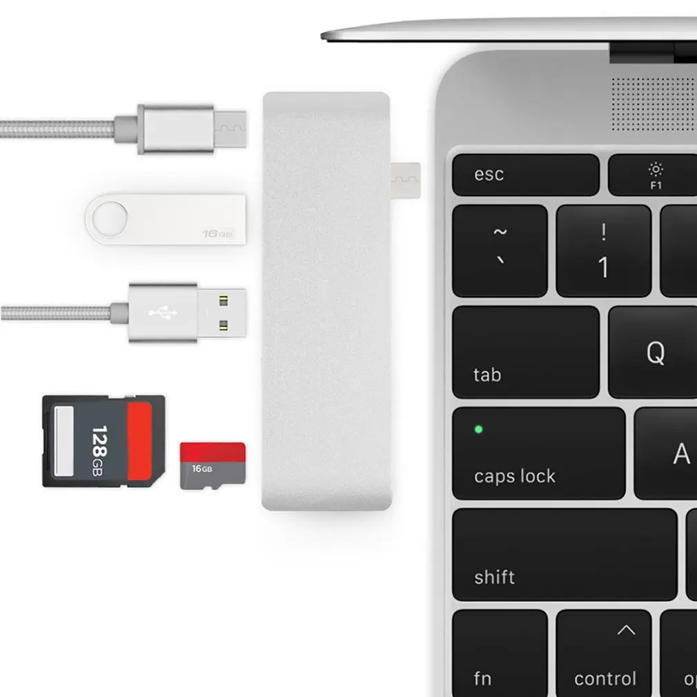 LESHP 5 в 1 type C к USB 3,0 концентратор адаптер для зарядки синхронизации данных считыватель карт многопортовый комбинированный конвертер для Macbook Pro 1" 15"