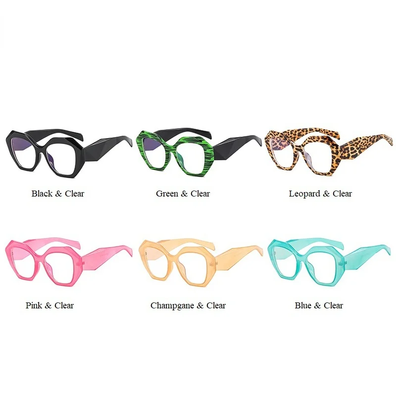 Anti Blue Light Glasses Anti-blue Light Candy Color Polygon Square Eyeglasses For Women Vintage Fashion Plastic Clear Computer Glasses Frame